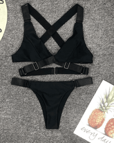 Bikini brasileño push-up de dos piezas con hebilla